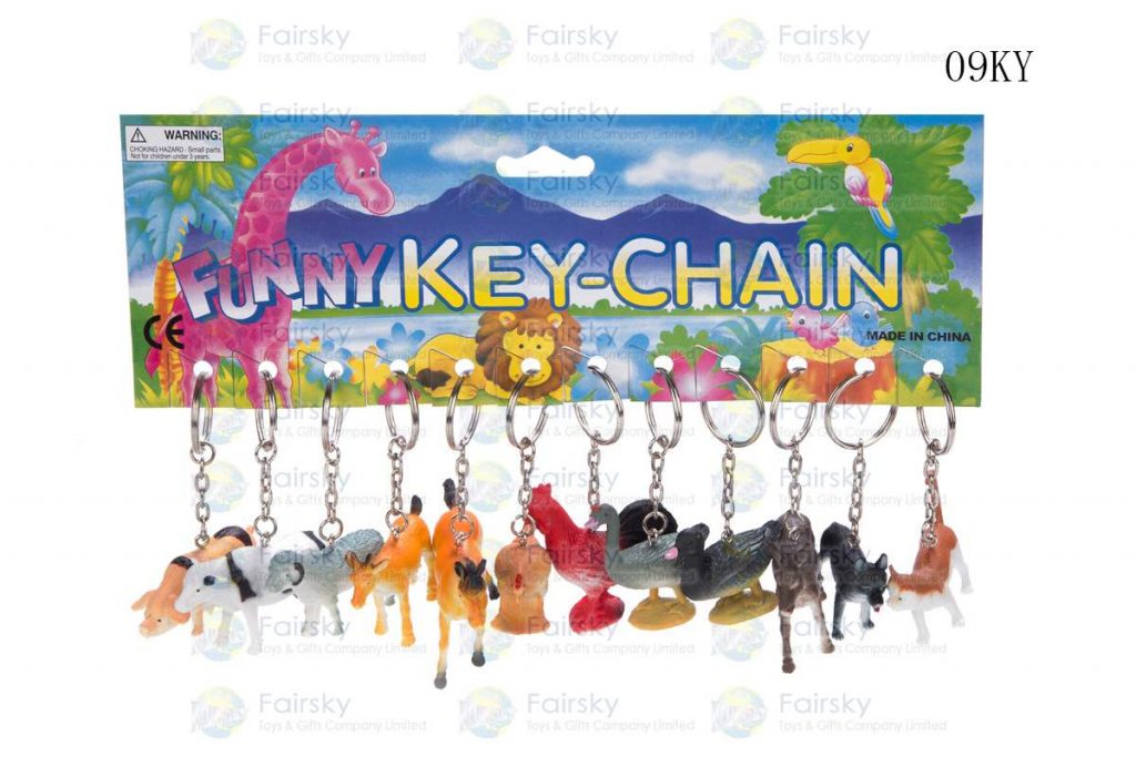 2" PVC FARM ANIMALS W/KEYCHAIN, 12 STYLES