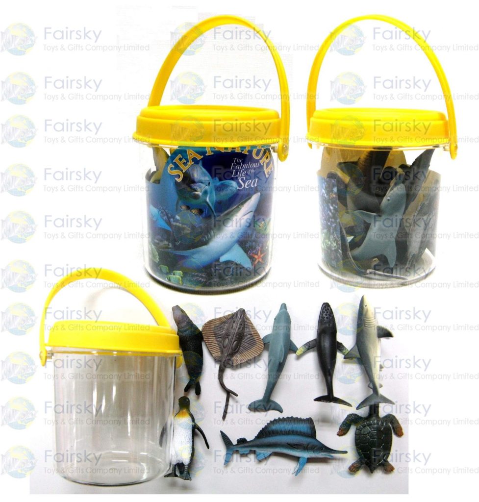 8pcs Ocean Animals in Plastic Small Tub