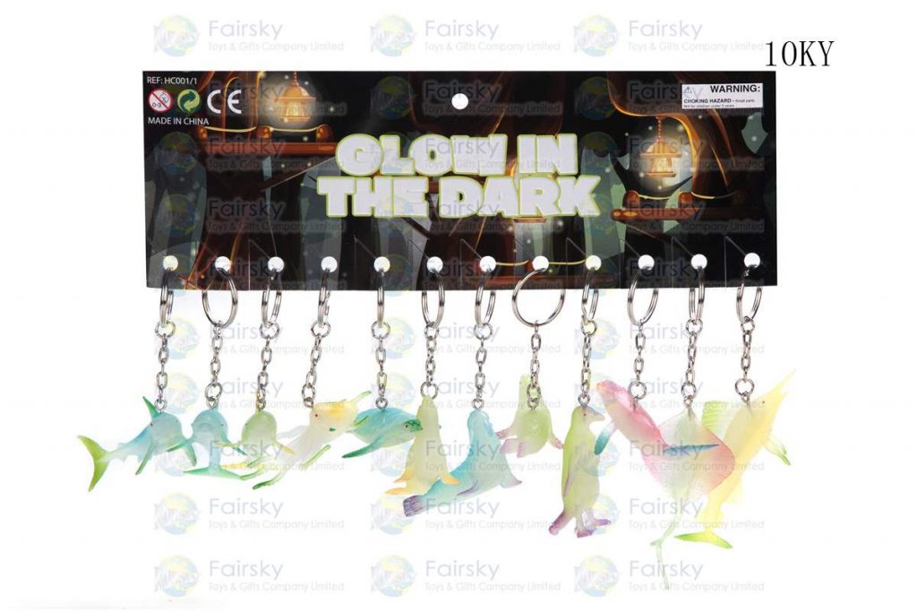 2"-3" GLOW IN THE DARK PVC OCEAN ANIMALS W/KEYCHAIN, 12 STYLES