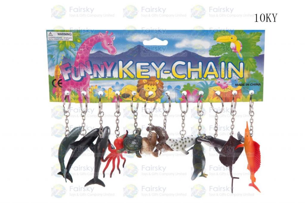 2"-3" PVC OCEAN ANIMALS W/KEYCHAIN, 12 STYLES