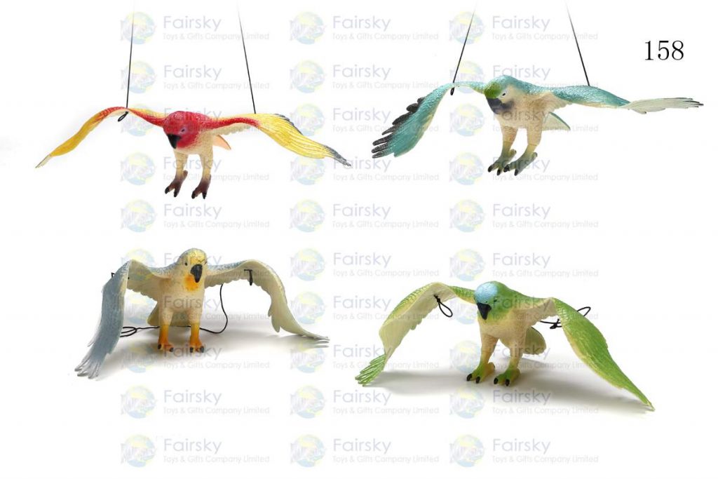 13" PVC COLORFUL PARROT W/STRING, 1 STYLE, 4 COLORS
