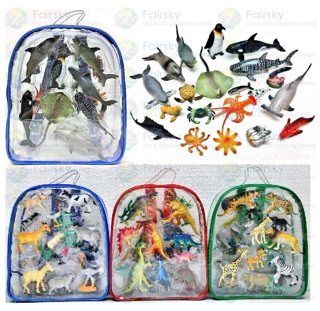 Set of 20pcs 1.5"-5" PVC Ocean Animal in Backpack