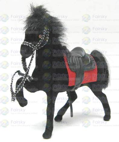 4.5" Flocked Horse with Brown Saddle & Red Cloth