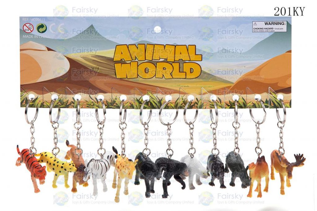 2"-2.5" PVC WILD ANIMAL W/KEYCHAIN, 12 STYLES