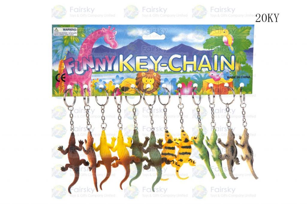 3" PVC CROCODILIE W/KEYCHAIN, 2 STYLES, 6 COLORS