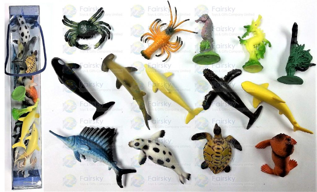 Set of 14pcs Ocean Animals in Square Tub