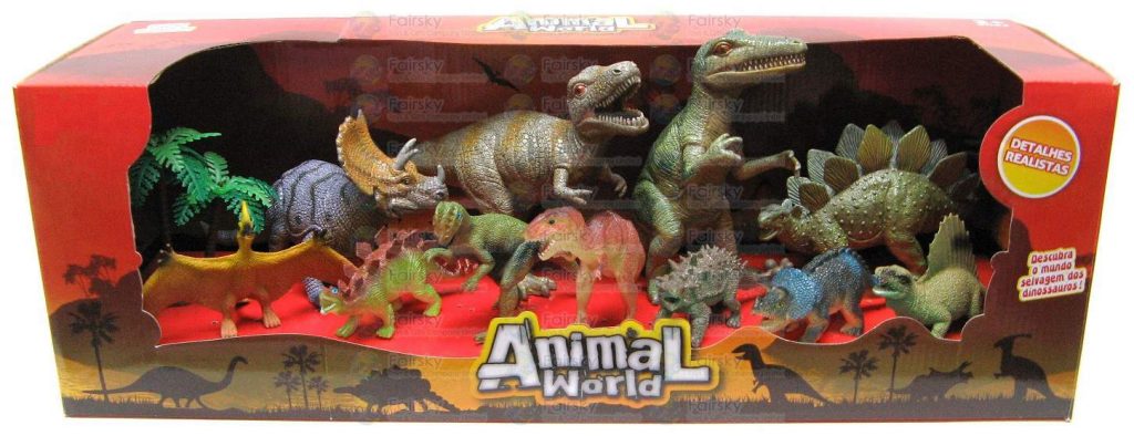 12pcs Dinosaurs with Palm Tree Set