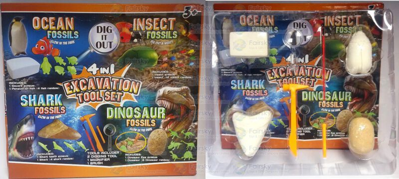 4-in-1 (Ocean, Insect, Shark & Dinosaur Fossils) Excavation Tool Set