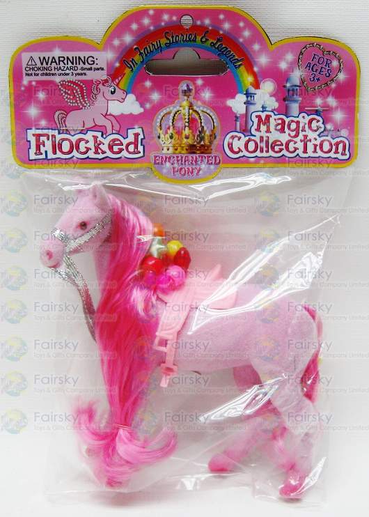 5.5" Flocked Horse with Beads & Accessories