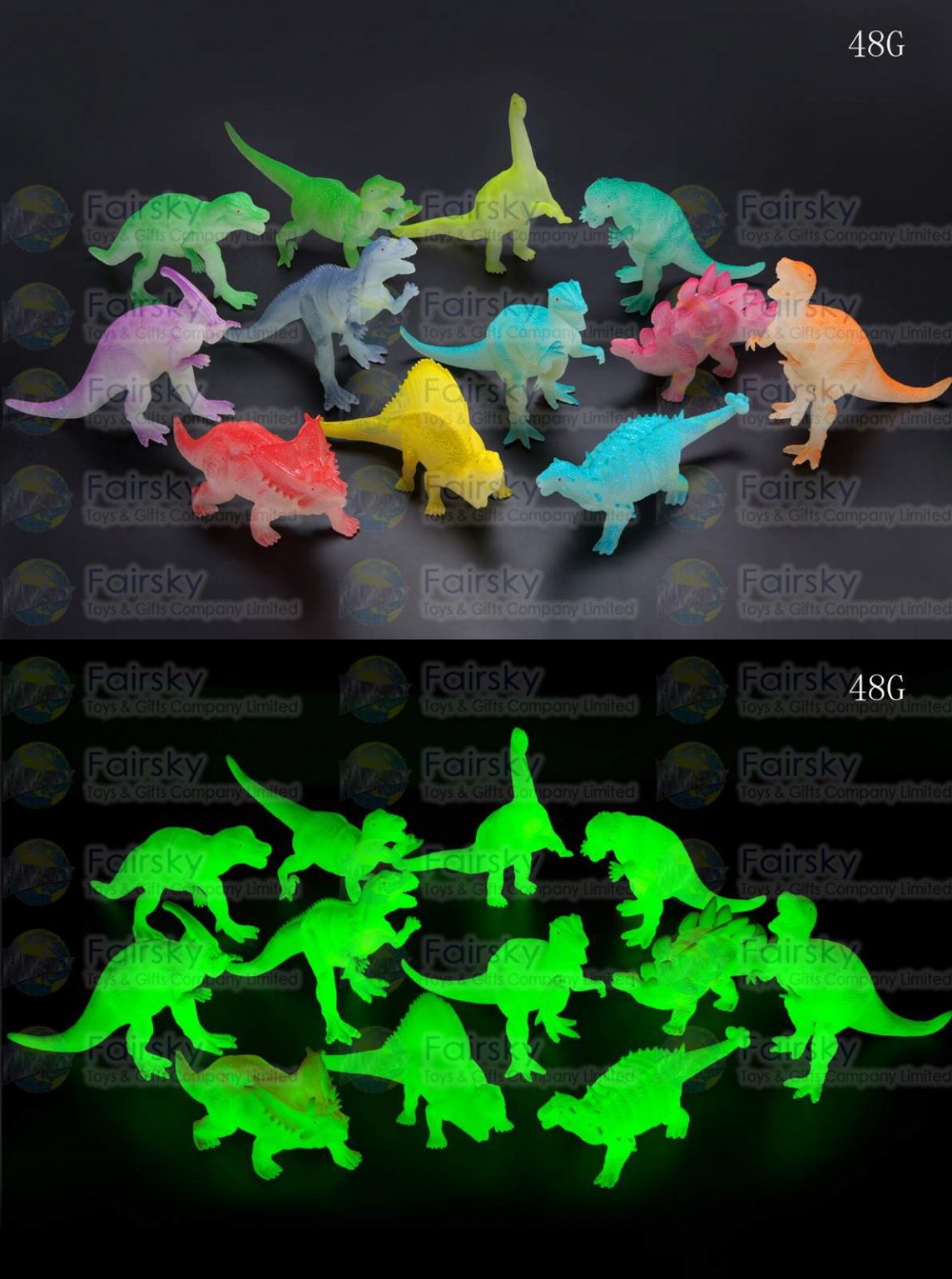 9"-11" GLOW IN THE DARK PVC DINOSAURS 12 STYLES