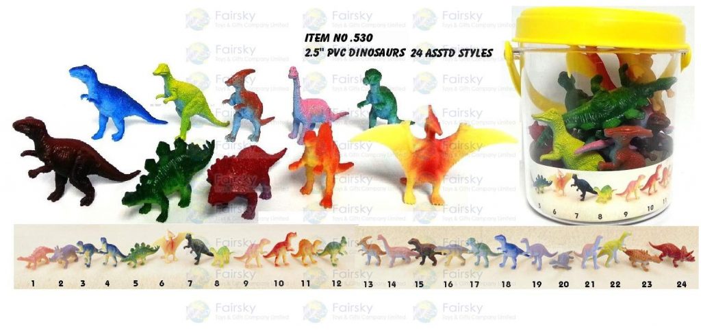 Set of 10pcs 2.5" Dinosaurs in Plastic Small Tub