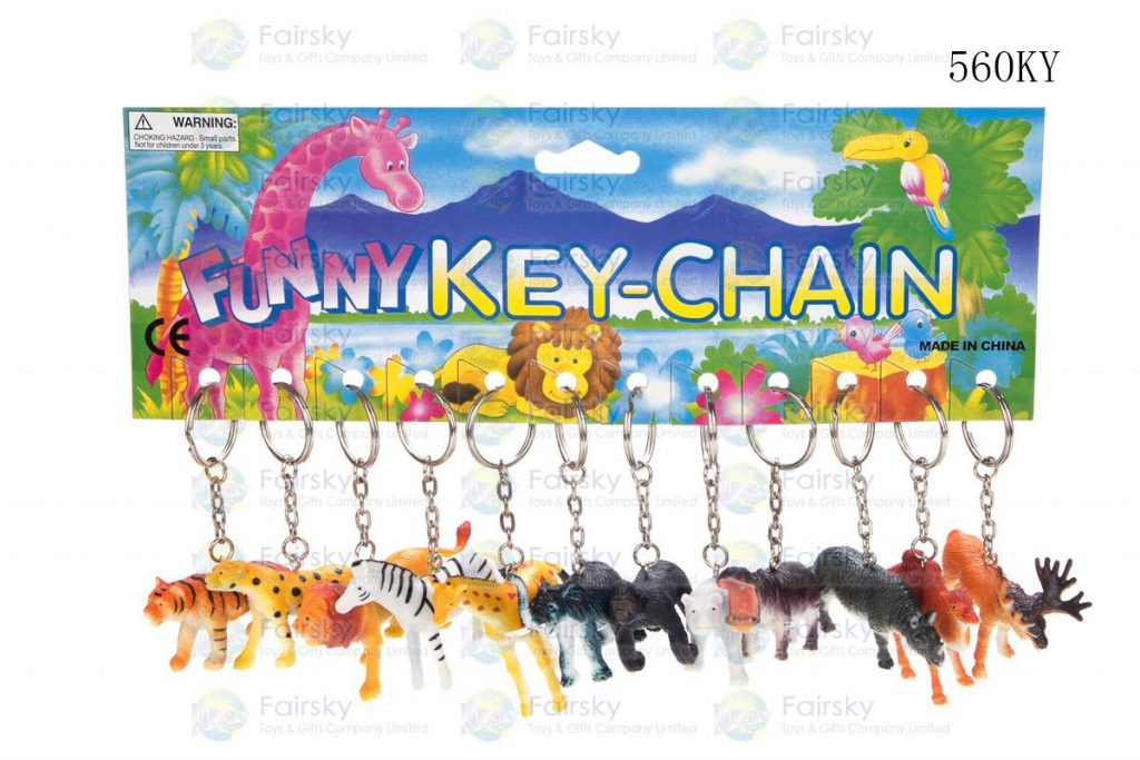 2.5" PVC WILD ANIMAL W/KEYCHAIN, 12 STYLES