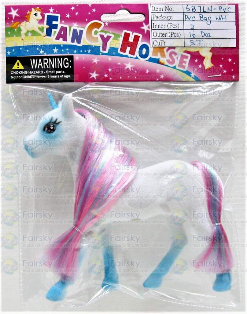 4" Flocked Unicorn with Long Mane