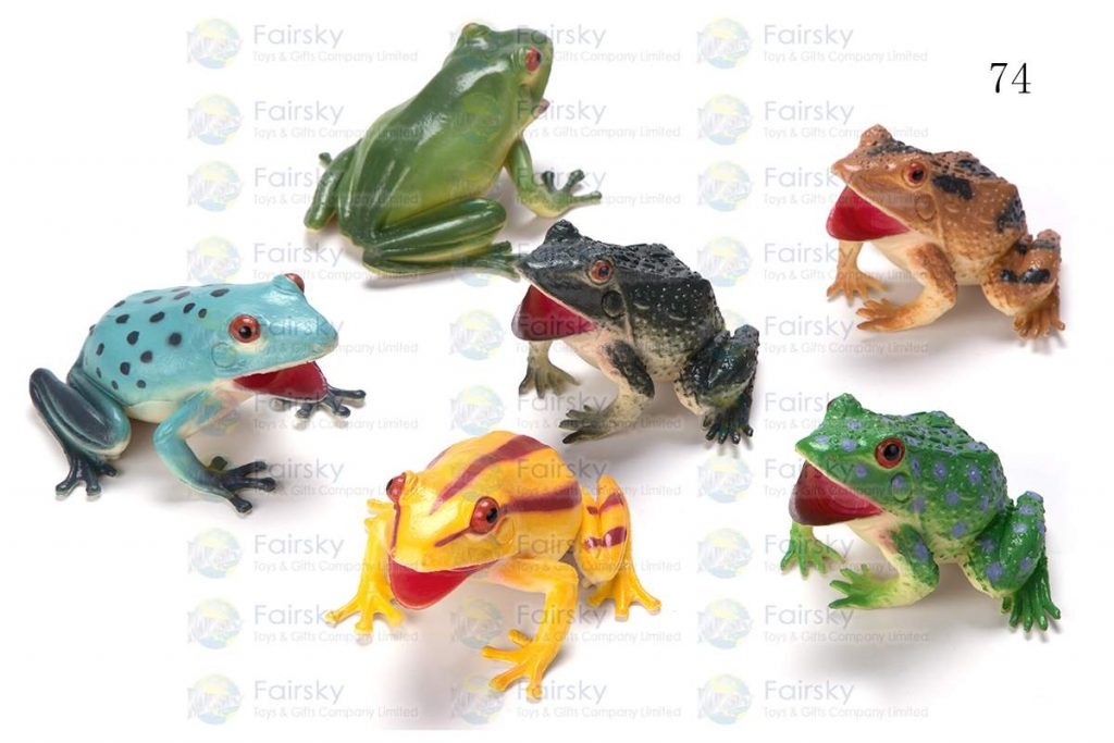4.5" PVC SQUEAKING FROG 2 STYLES, 6 COLORS