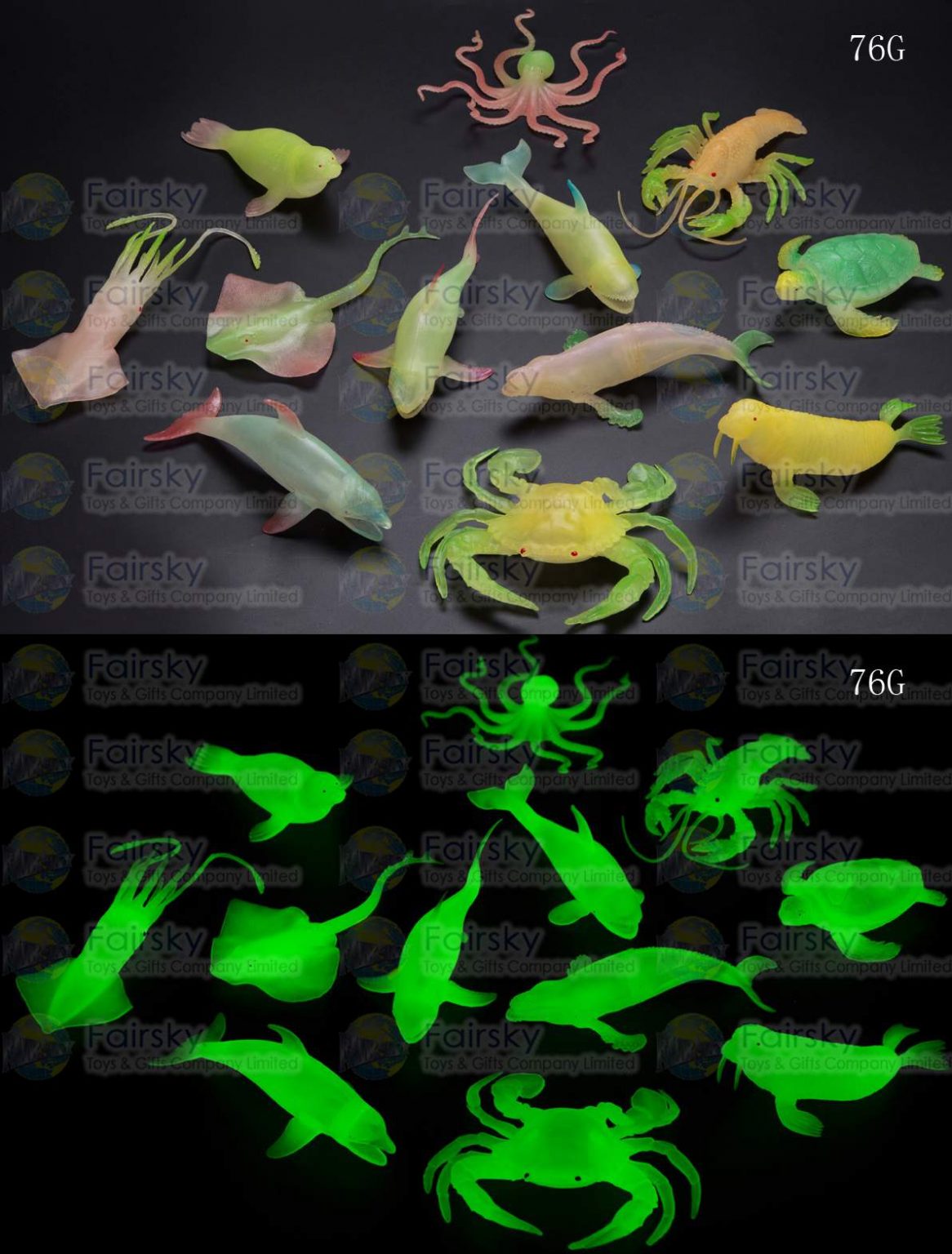 4"-7" GLOW IN THE DARK PVC OCEAN ANIMALS 12 STYLES