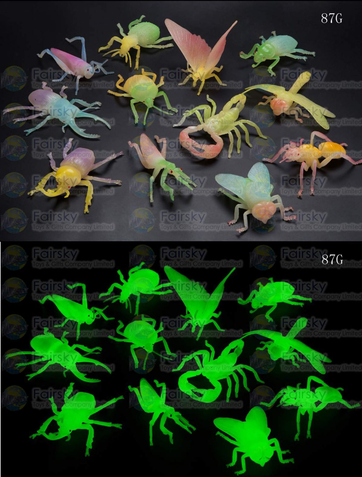 3.5"-8.5" GLOW IN THE DARK PVC AUTHENTIC INSECTS 12 STYLES