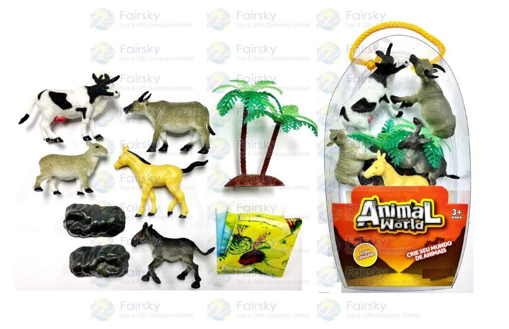 Set of 9pcs Farm Animals with accessories