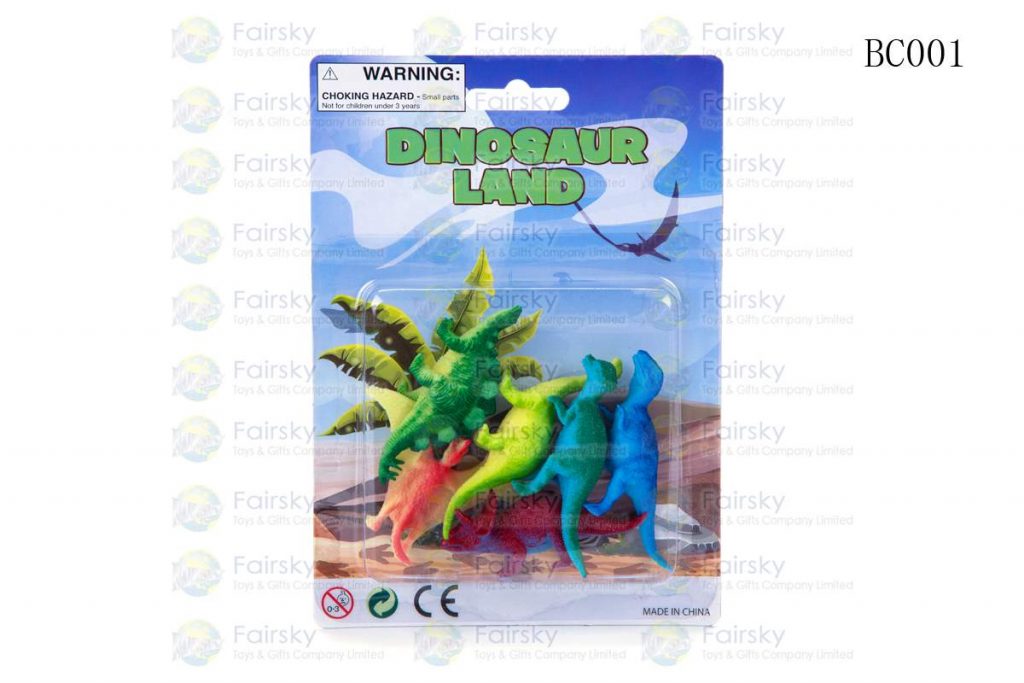 SET OF 6 PCS 2"-3" PVC DINOSAURS IN 5"x7" BLISTER CARD