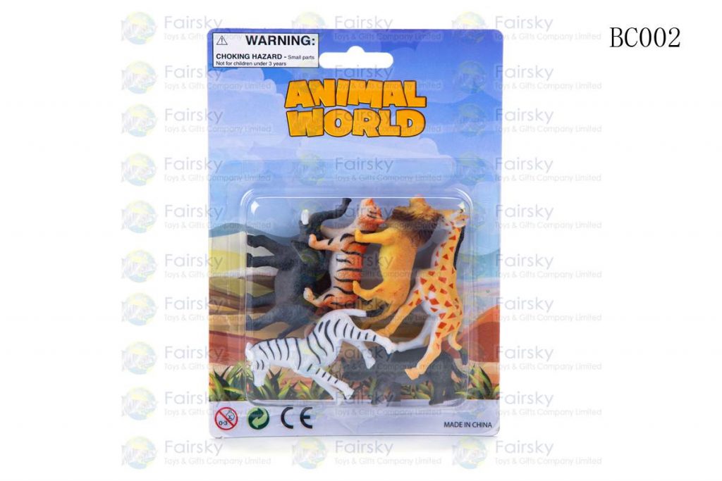 SET OF 6 PCS 2"-3" PVC WILD ANIMALS IN 5"x7" BLISTER CARD