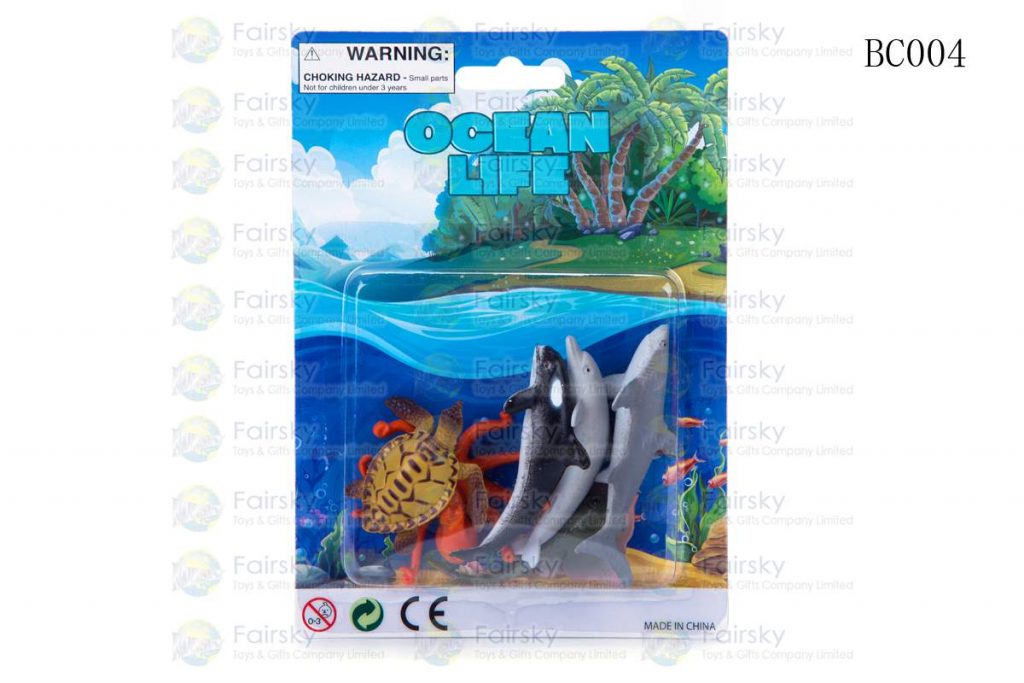 SET OF 6 PCS 2"-3" PVC OCEAN ANIMALS IN 5"x7" BLISTER CARD