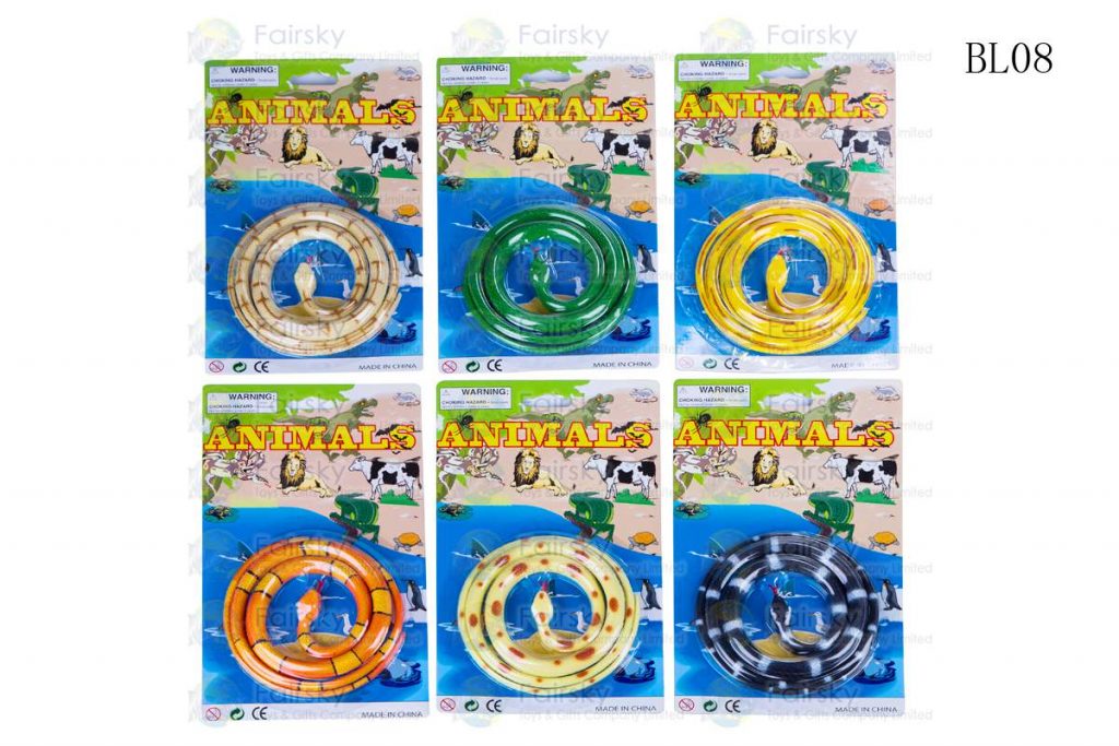 42" PVC SNAKE BISCUIT 2 STYLES, 6 COLORS (EACH PIECE IN 6"x10" BLISTER CARD)