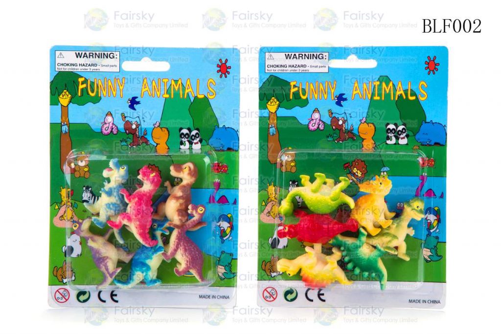 SET OF 6 PCS 2"-3" PVC FUNNY DINOSAURS IN 5"x7" BLISTER CARD