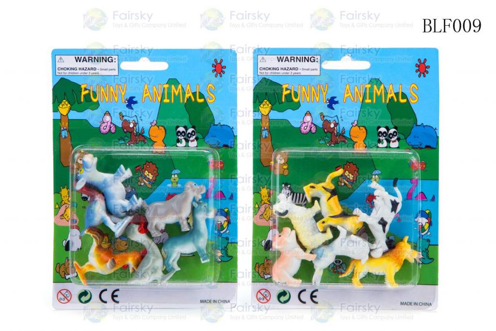 SET OF 6 PCS 2"-3" PVC FUNNY FARM ANIMALS IN 5"x7" BLISTER CARD