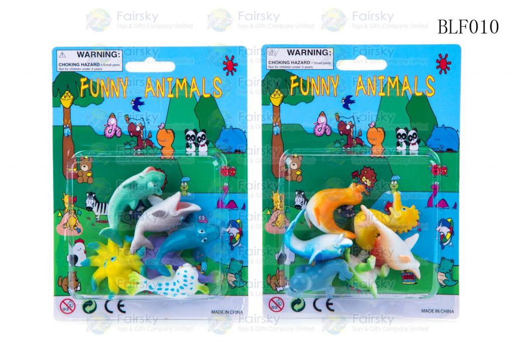 SET OF 6 PCS 2"-3" PVC FUNNY OCEAN ANIMALS IN 5"x7" BLISTER CARD