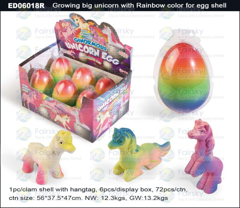 Grow Big Unicorn Egg with Rainbow Color Egg Shell