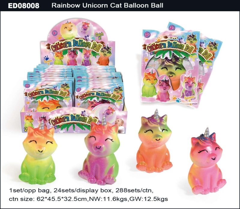 Rainbow Unicorn Cat Balloon Ball