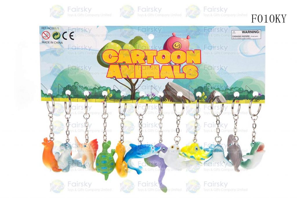 2" PVC FUNNY OCEAN ANIMAL W/KEYCHAIN, 12 STYLES