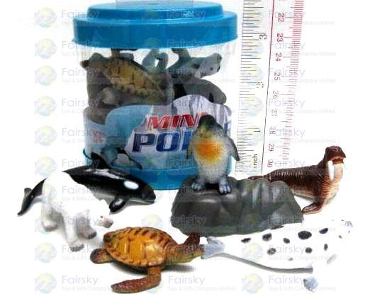 Set of 7pcs Ocean Animals with Accessories in Oval tub