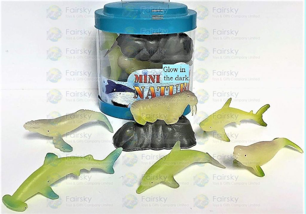 7pcs Glow in the dark Ocean Animals in Oval Tub