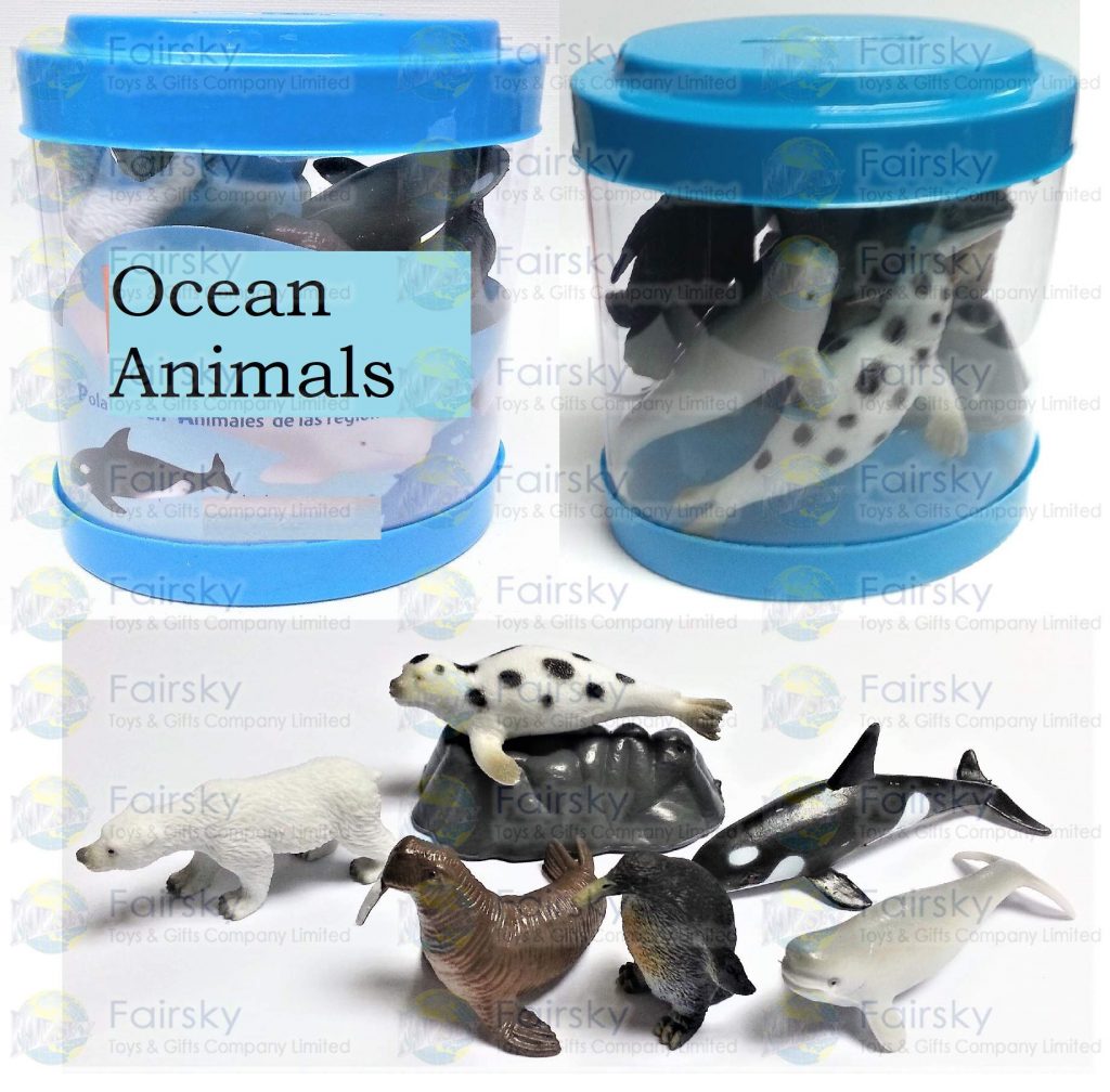 7pcs Ocean Animals in Oval Tub