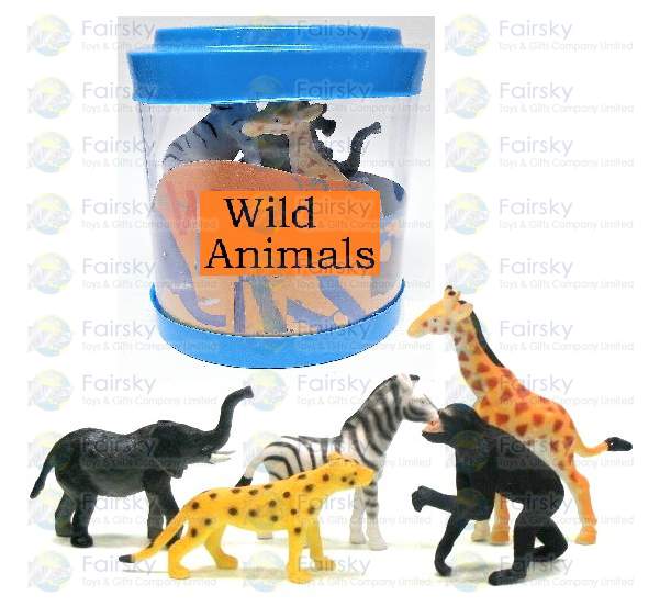 5pcs Wild Animals in Oval Tub