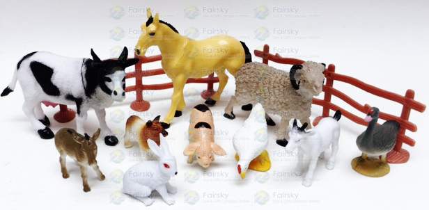 Set of 12pcs PVC Farm animals with Tree