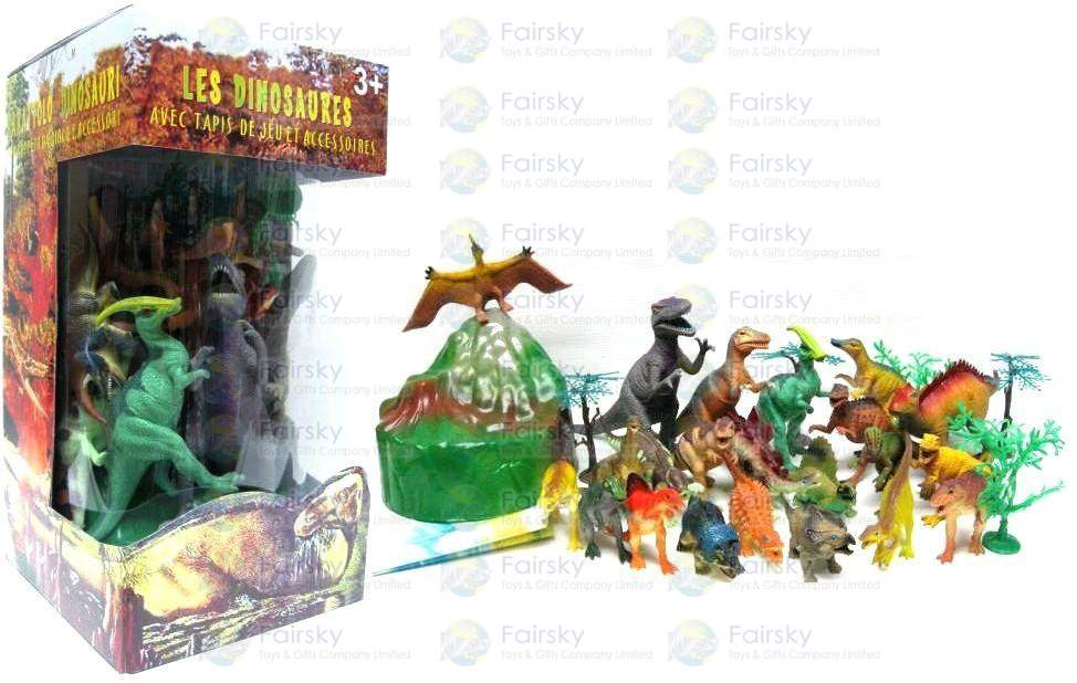 Set of 30pcs Dinosaurs & accessories with play mat