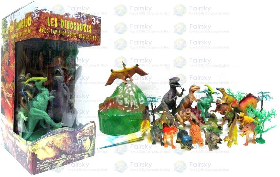 Set of 30pcs Dinosaurs & accessories with play mat