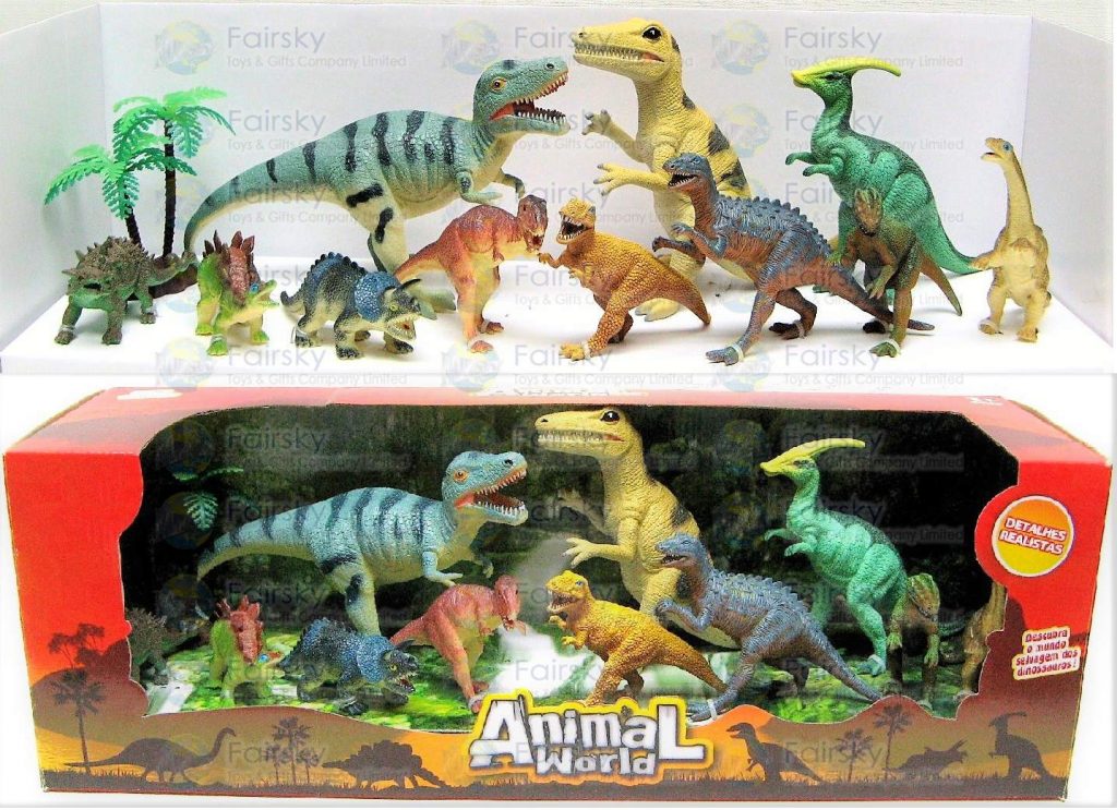 Set of 12pcs 4"-8" Dinosaurs with Palm Tree