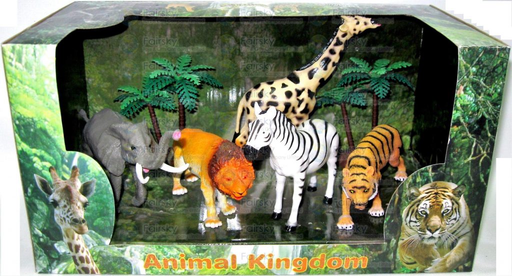 Set of 7pcs 5"-8" Wild Animails with Palm Trees