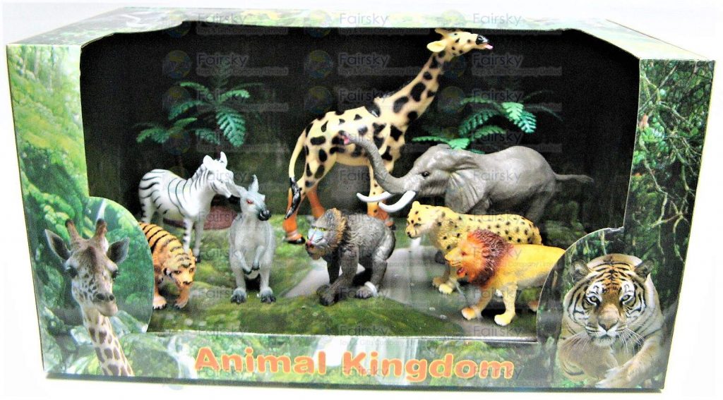 Set of 10pcs 3"-8" Wild Animals with Palm Trees