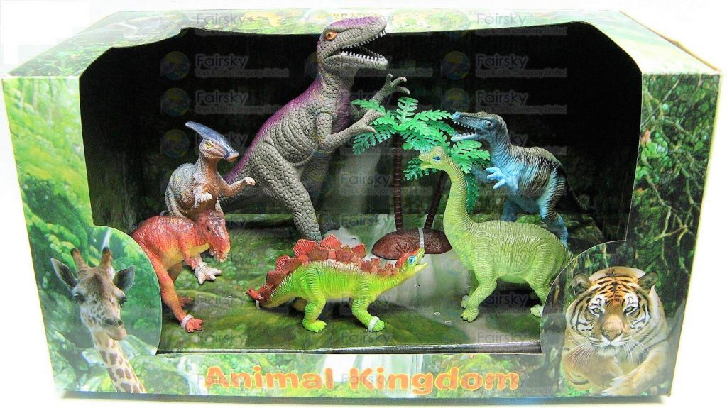 Set of 7pcs 5.5"-9.5" Dinosaurs Animals with Palm Trees