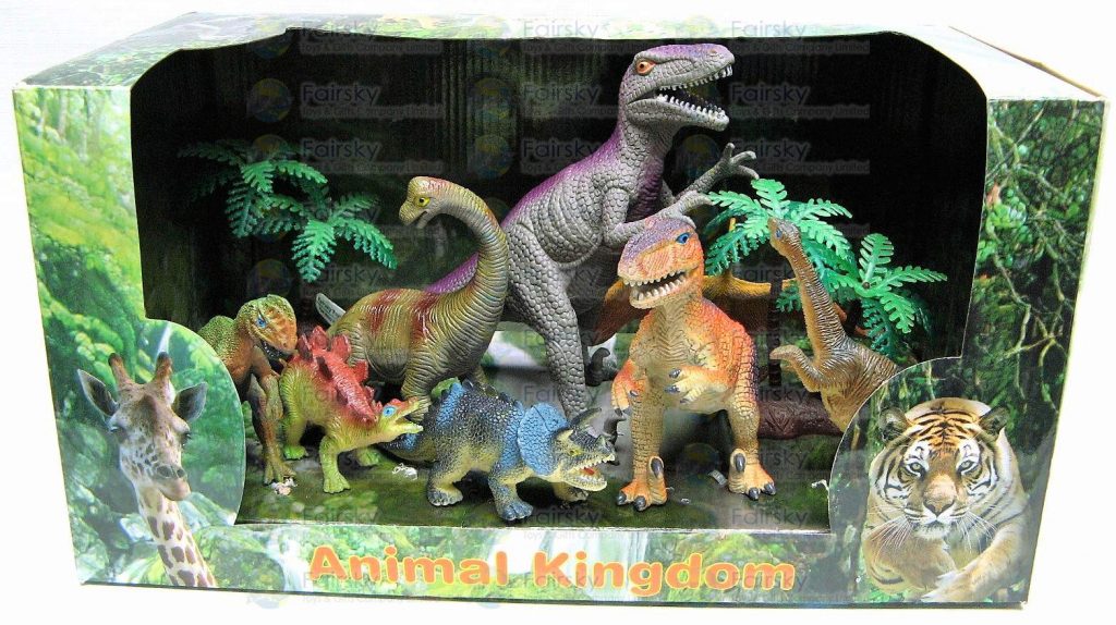 Set of 10pcs Dinosaurs Animals with Palm Trees
