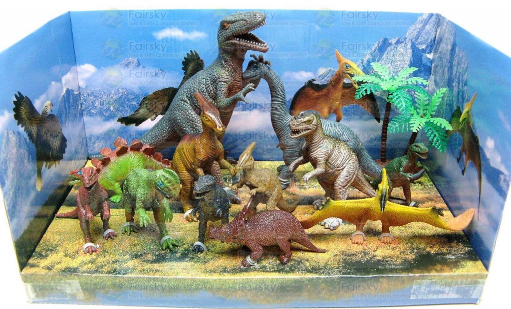 Set of 13pcs Dinosaurs with Palm Tree