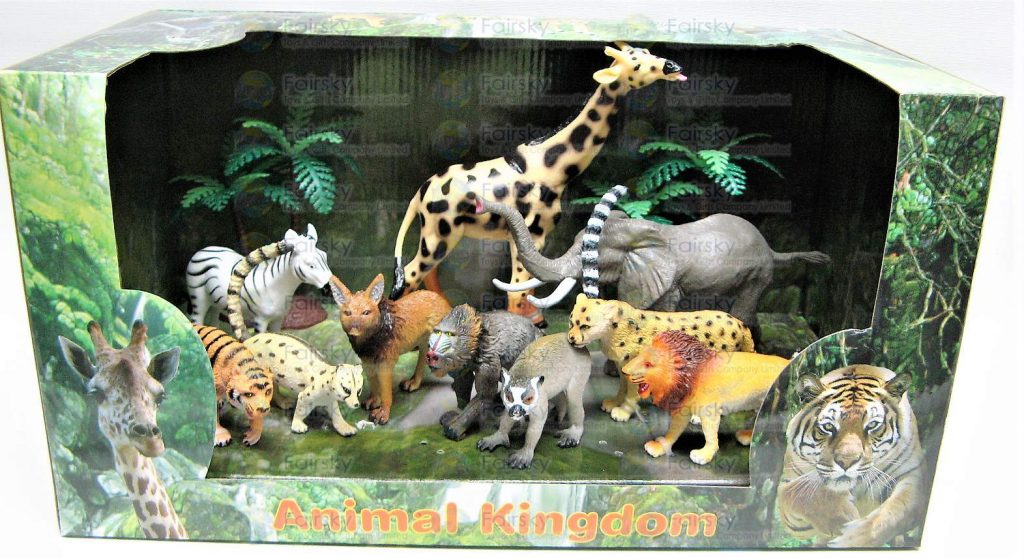 Set of 12pcs Wild Animals with Palm Trees