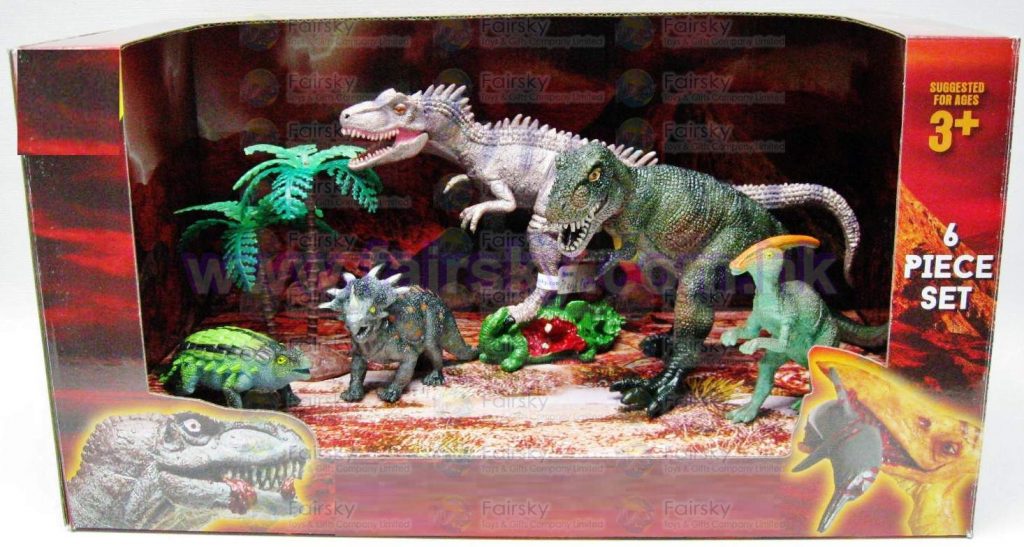 Set of 6pcs Dinosaurs with Plam Tree