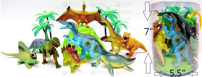 Set of 12pcs Dinosaurs with accessories in tub