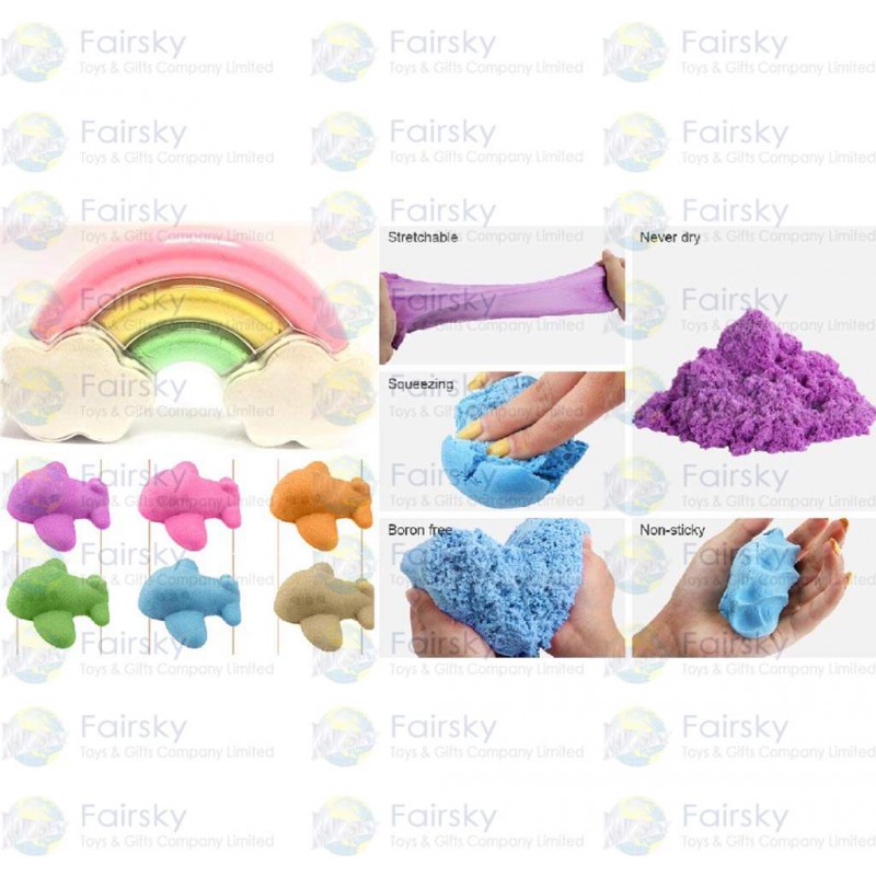 Cotton sand in rainbow container