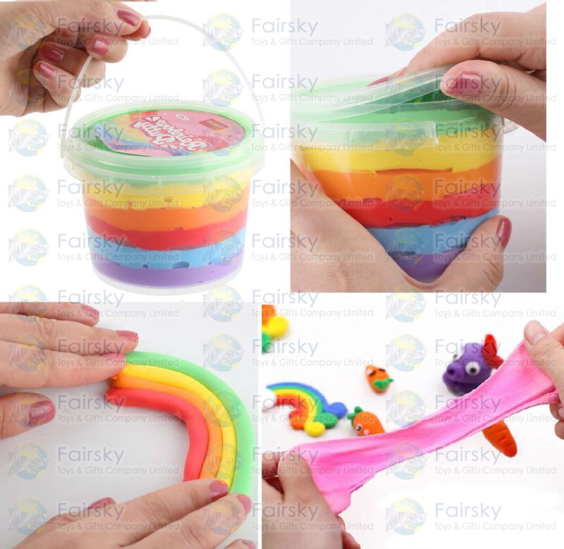 Rainbow light clay in bucket