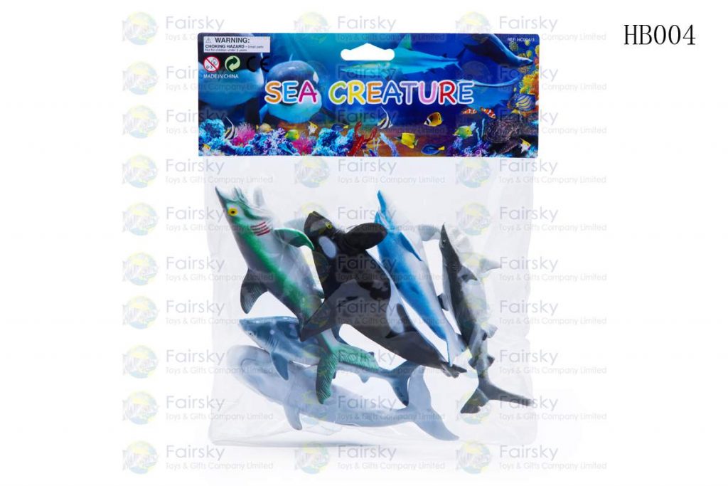 SET OF 6 PCS 5.5"-7.5" PVC OCEAN ANIMALS IN POLYBAG WITH 8"x6" HEADER CARD.